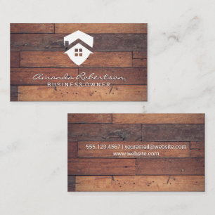 Icône Maison   Carte de visite de planches en bois