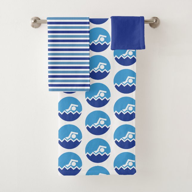 Icône pictogramme de nageur, bandes bleues nager (En situation)