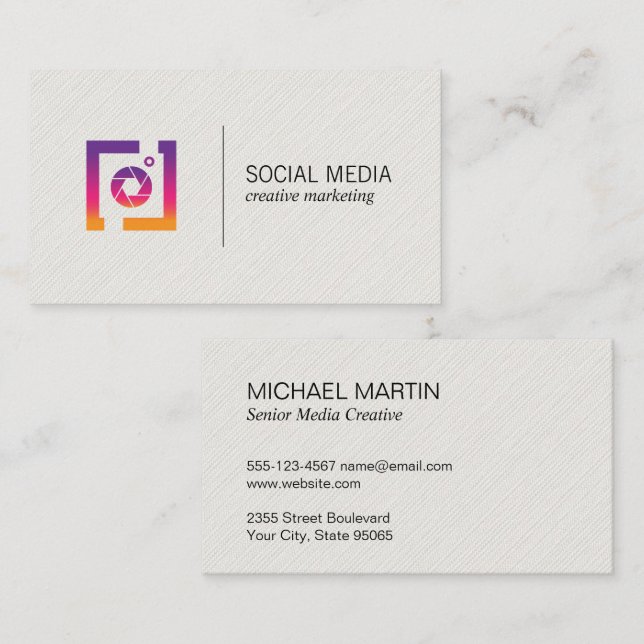 Icône sociale | Carte de visite marketing des médi (Devant / Derrière)