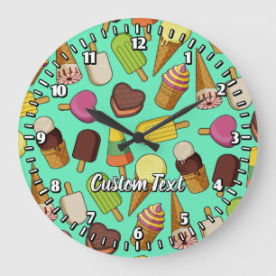 Icônes de crème glacée Grande horloge