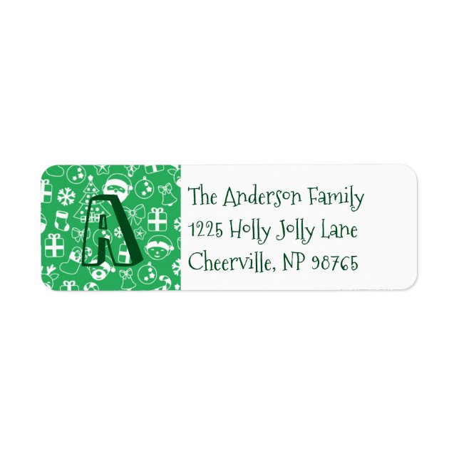 Icônes de Noël Vert Père Noël Elf Snowman Monogram (Devant)
