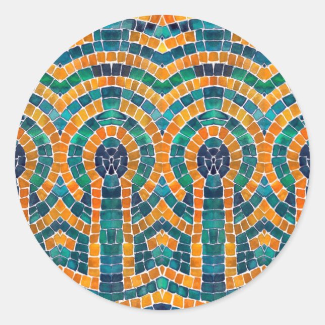 Icônes D'OR MOSAIC Stickers Rond (Devant)