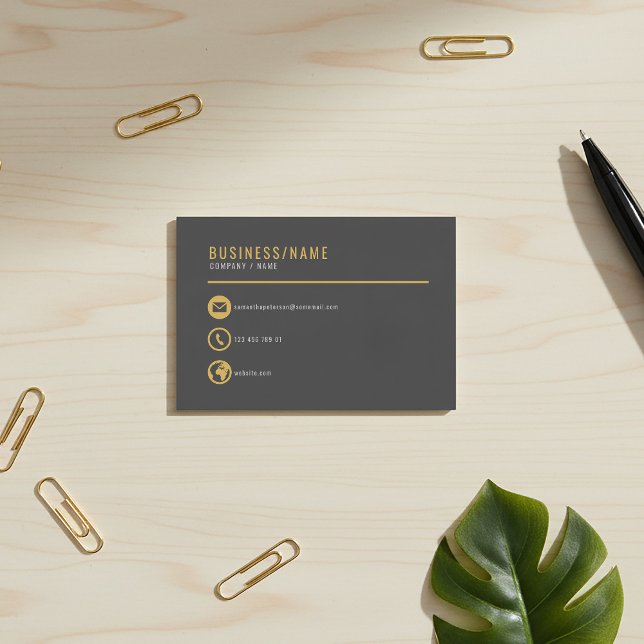 Icônes gris et or carte de visite. carte de visite (Gold icons modern minimal business card.)