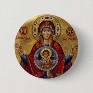 Iconic 15th Century Mary with Christ Child 2 Inch Round Button