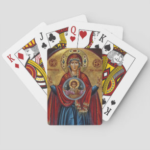 Iconic 15th Century Mary with Christ Child Playing Cards