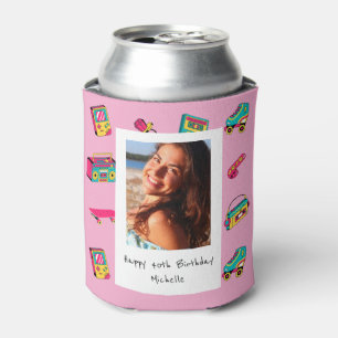 Iconic 90's Birthday Gift, pink with photo Can Cooler