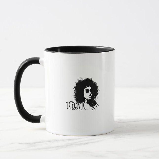 ICONIC Afro Woman Retro Portrait – Bold Black Girl Mug (Left)