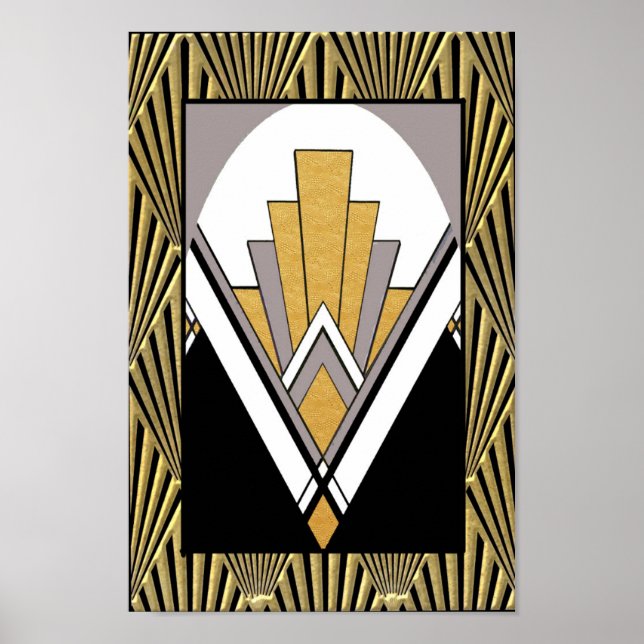 Iconic Art Deco Poster. Gold, gray and black. Poster (Front)