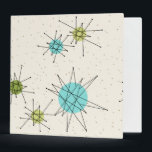 Iconic Atomic Starbursts Binder<br><div class="desc">This Iconic Atomic Starbursts Binder pattern features iconic atomic starbursts. That’s right! The old school, cream coloured background with gold speckles is the perfect backdrop for the vibrant turquoise, soothing celery, and kitschy pear green coloured circles. The spots of colour are sporadically placed in various sizes with overlaying black V...</div>