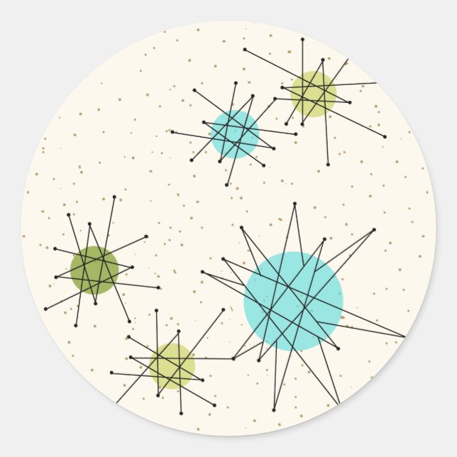 Iconic Atomic Starbursts Round Stickers (Front)