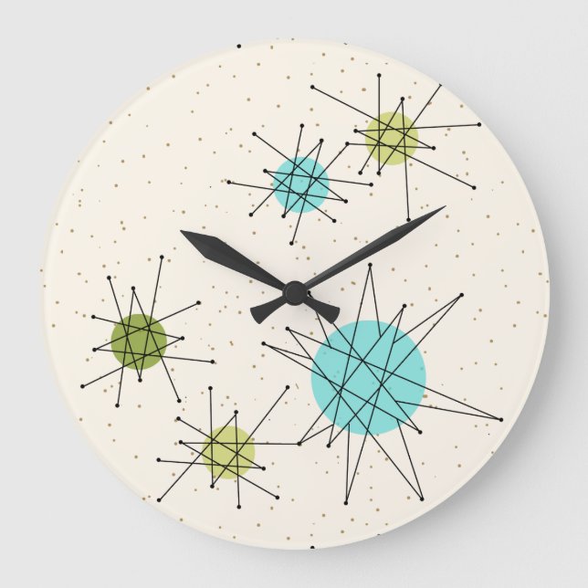 Iconic Atomic Starbursts Round Wall Clock (Front)