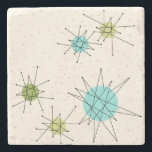 Iconic Atomic Starbursts Stone Coaster<br><div class="desc">This Iconic Atomic Starbursts Stone Coaster pattern features iconic atomic starbursts. That’s right! The old school, cream coloured background with gold speckles is the perfect backdrop for the vibrant turquoise, soothing celery, and kitschy pear green coloured circles. The spots of colour are sporadically placed in various sizes with overlaying black...</div>