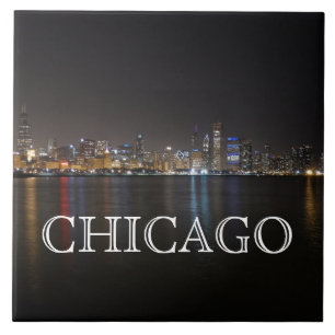 Iconic Chicago Skyline over Lake Michigan Tile