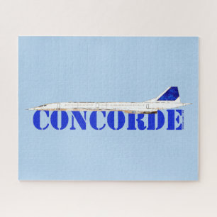 Iconic Concorde Jet with Bold Blue Typography Jigsaw Puzzle