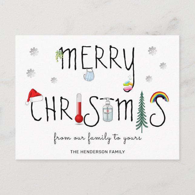 Iconic Covid19 Personalized Christmas Holiday Postcard (Front)