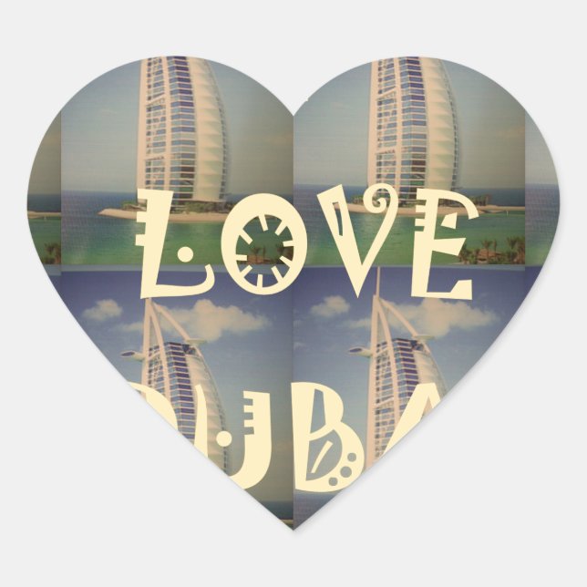 Iconic Dubai: "I Love Dubai" Vector Graphic design Heart Sticker (Front)