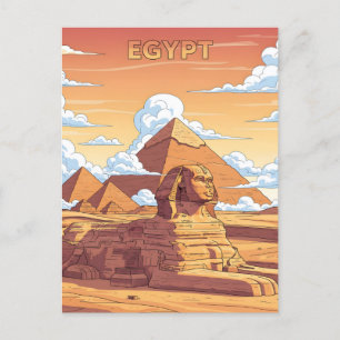 Iconic Egyptian pyramids and sphinx Postcard
