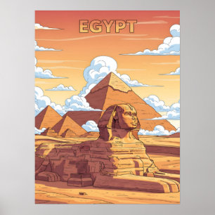 Iconic Egyptian pyramids and sphinx Poster