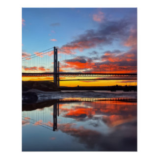 Iconic Forth Bridges Sunset Reflection Art Print 