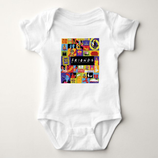 Iconic FRIENDS™ Pattern Baby Bodysuit (Front)