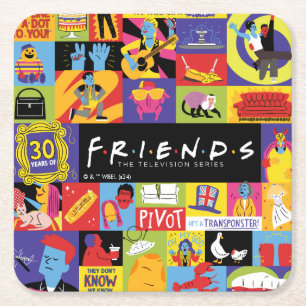 Iconic FRIENDS™ Pattern Square Paper Coaster
