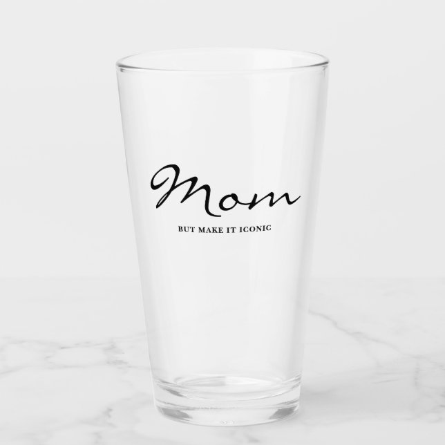Iconic Fun Witty Cool Mom Clear Glass (Front)