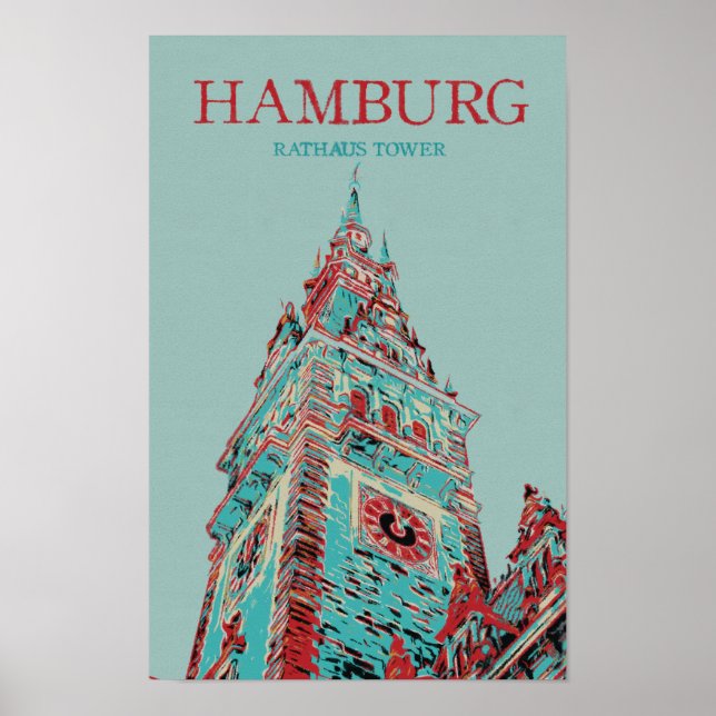 Iconic German architecture Hamburg City Hall Tower Poster (Front)