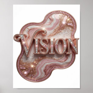 Iconic Gold VISION 3D Text Art Poster