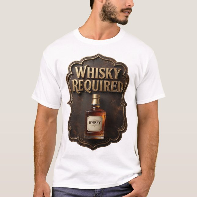 Iconic Gold WHISKY REQUIRED Graphic Tee (Front)
