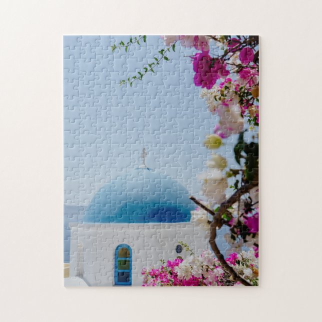 Iconic Greek Blue-Domed House In Oia, Santorini Jigsaw Puzzle (Vertical)
