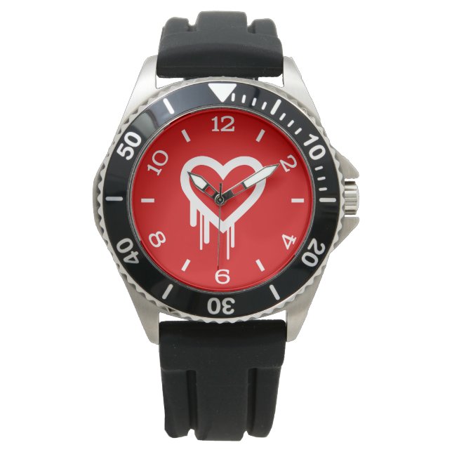 Iconic Heartbleed Bug Logo Heart for Love Dial Watch (Front)