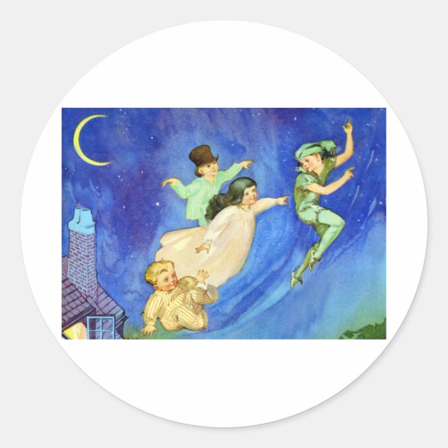 ICONIC IMAGE FROM PETER PAN CLASSIC ROUND STICKER (Front)