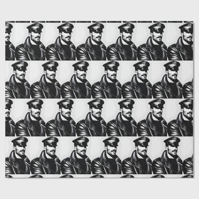 Iconic LGBTQ Gay Leather Daddy Wrapping Paper (Flat)