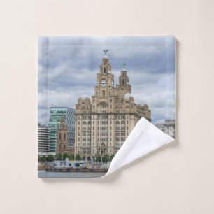 Iconic Liver Building and Tower, Riverfront Scene Wash Cloth