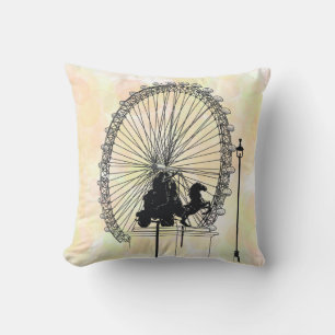 Iconic London Attraction Ink Sketch Pastel Circles Throw Pillow