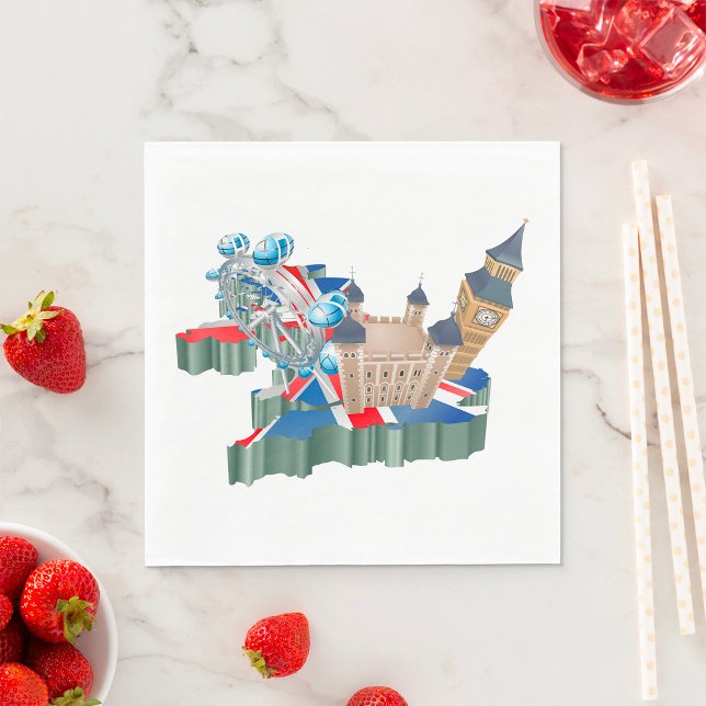 Iconic London Landmarks UK Map British Travel Napkin (Creator Uploaded)