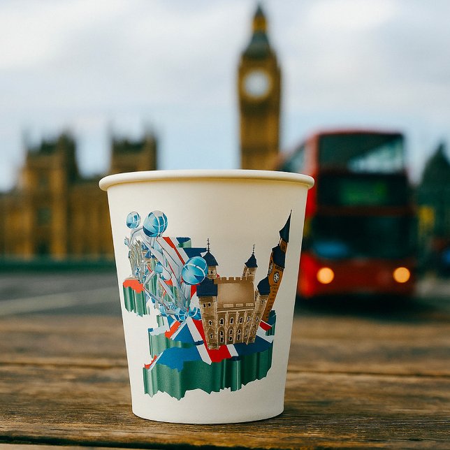 Iconic London Landmarks UK Map British Travel Paper Cups (Creator Uploaded)