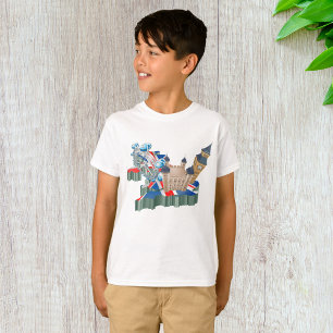Iconic London Landmarks UK Map British Travel T-Shirt
