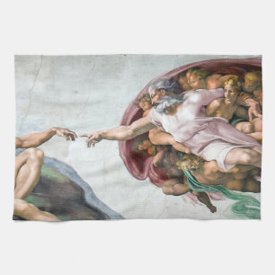 Iconic Michelangelo Creation of Adam Kitchen Towel