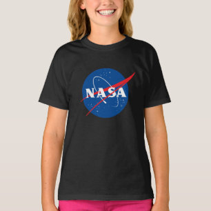 Iconic NASA Girls’ Cotton T-Shirt (Eclipse Black)