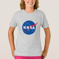 Iconic NASA Girls’ Cotton T-Shirt (Mercury Grey)