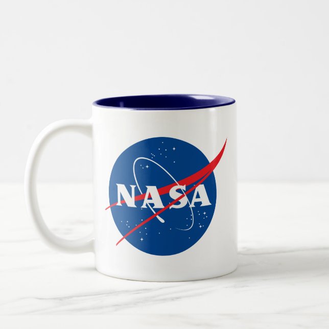 Iconic NASA Night Sky Blue Trim Ceramic Mug (Left)