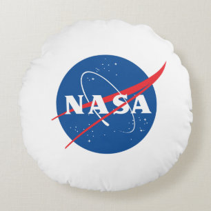 Iconic NASA Rocket White Grade A Cotton 16” Round Pillow