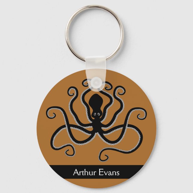 Iconic Octopus from Minoan Marine Style Pottery Keychain (Front)