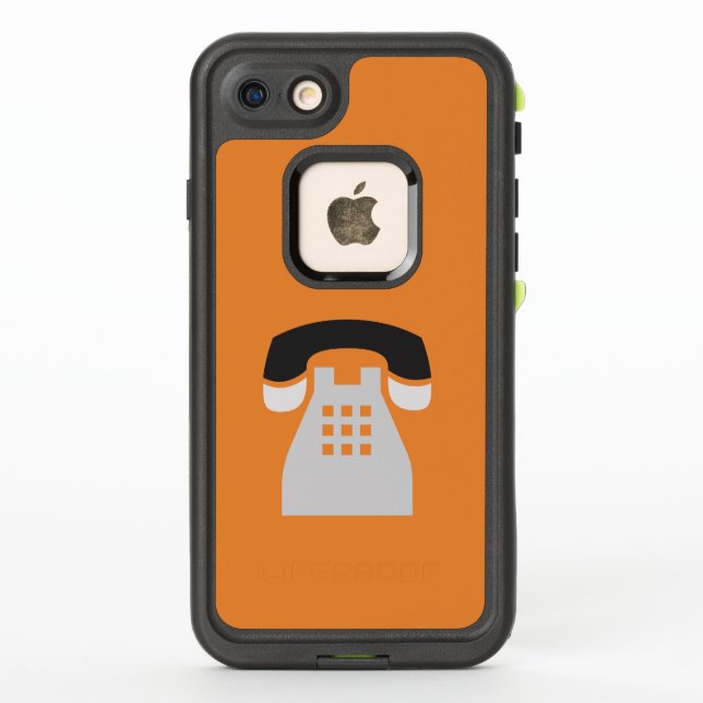 Iconic Orange Retro Phone on any Colour LifeProof iPhone Case (Back)