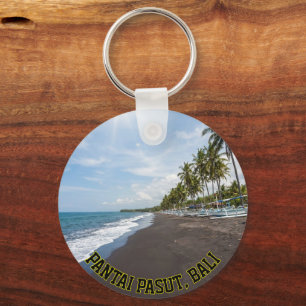 Iconic Pasut Beach Bali Sunset Palm Tree Keychain
