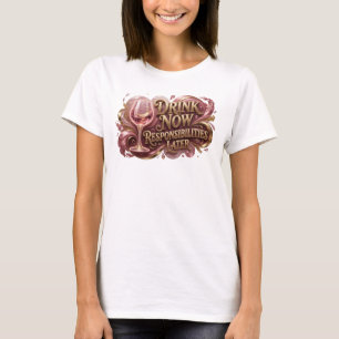 Iconic Red DRINK NOW RESPONSIBILITIES LATER T-Shirt