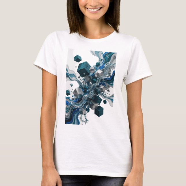 Iconic Silver ABSTRACT ART Design T-Shirt (Front)