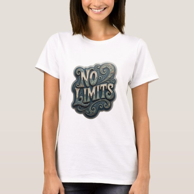 Iconic Silver NO LIMITS Text Design T-Shirt (Front)