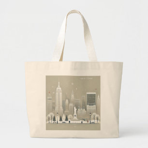 Iconic Statue of Liberty & NYC Skyline Holiday  Large Tote Bag